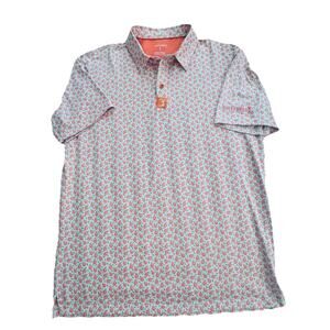 Bogey Bros Golf Polo Shirt Men L Peaches Tooty Fruity Short Sleeve Stretch